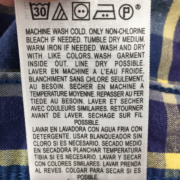 Levis Blue Purple Plaid 504 Chino Shorts Mens 30 Flat Front 100%‎ Cotton - Picture 12 of 12